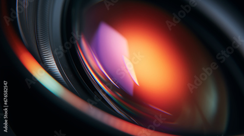 Photo video camera lens in closeup macro