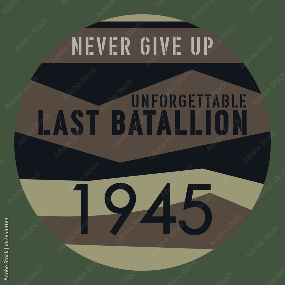 Obraz premium Military theme badge with camouflage effect for t shirt graphics