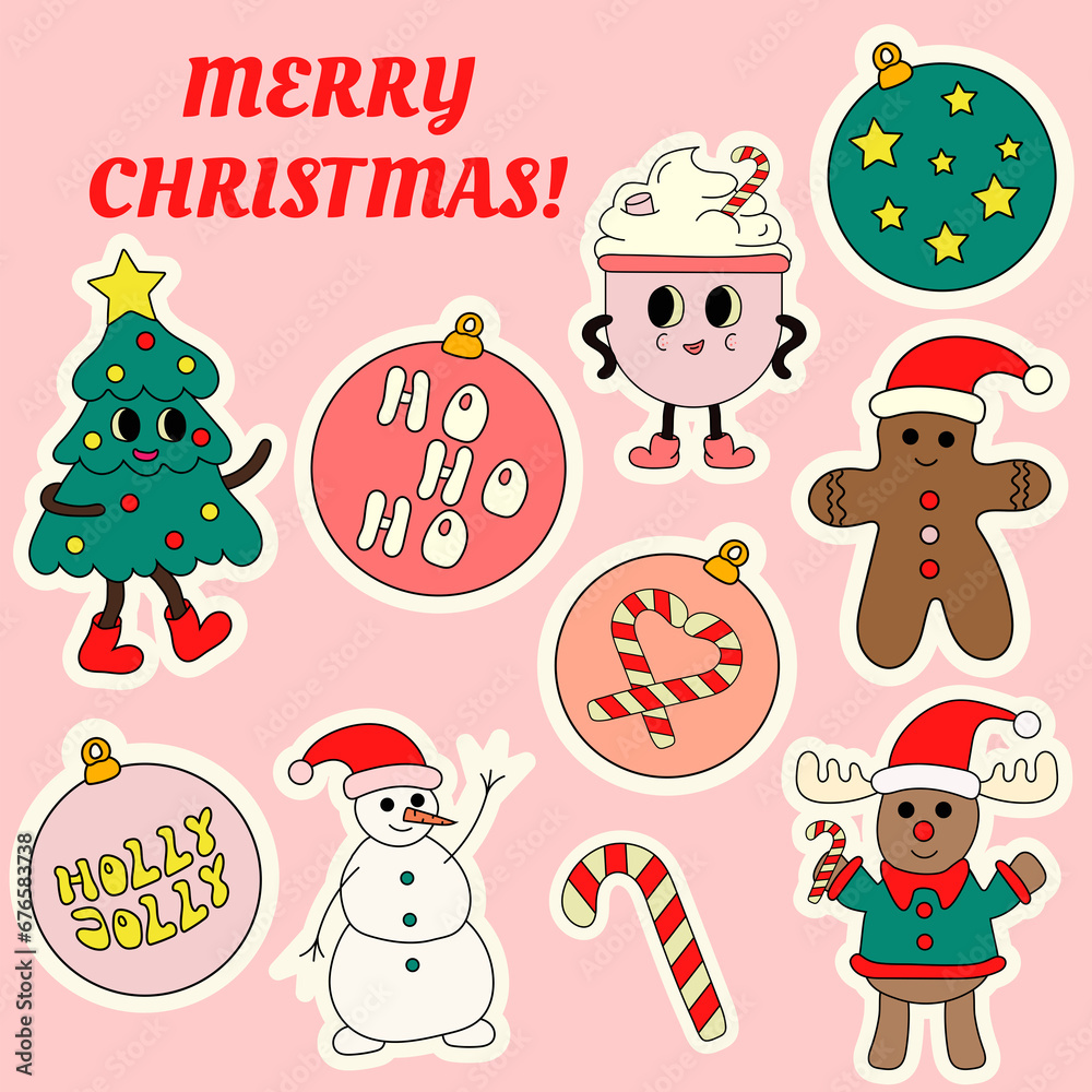 Retro Christmas stickers