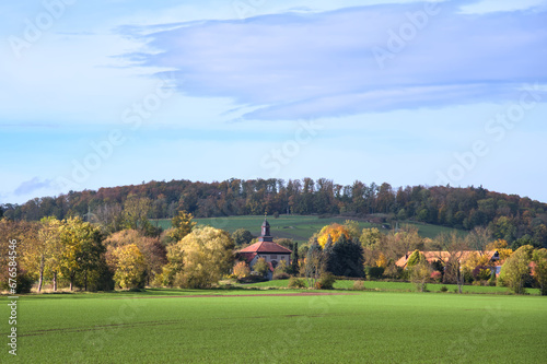 beautiful panorama of an autum landscape with coloured trees in germany