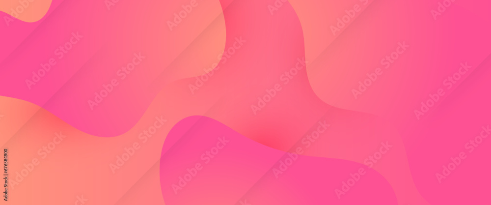Pink and peach vector simple minimalist style banner design with waves and liquid