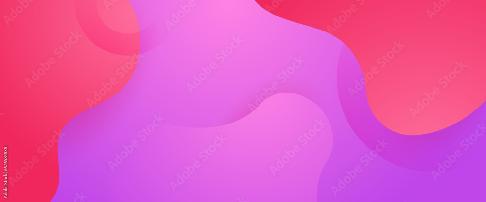 Pink and purple violet vector abstract simple banner with wave and liquid shapes