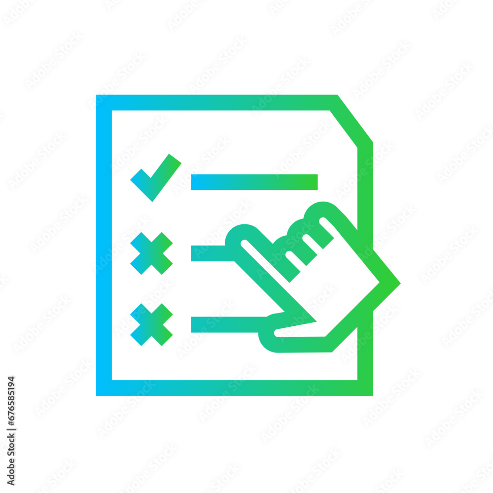 Evaluation action plan icon with blue and green gradient outline style. evaluation, review, business, survey, quality, service, report. Vector Illustration Evaluation action plan icon with blue and green gradient outline style. evaluation, review, business, survey, quality, service, report. Vector Illustration