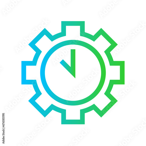 Time management action plan icon with blue and green gradient outline style. time, management, business, clock, watch, deadline, digital. Vector Illustration