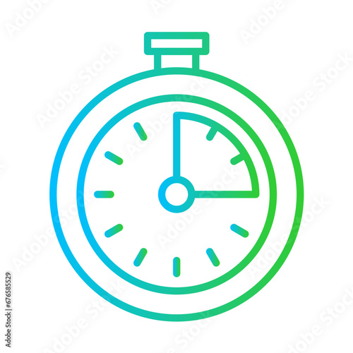 Duration event planning icon with blue and green gradient outline style. time, clock, duration, symbol, timer, line, watch. Vector Illustration