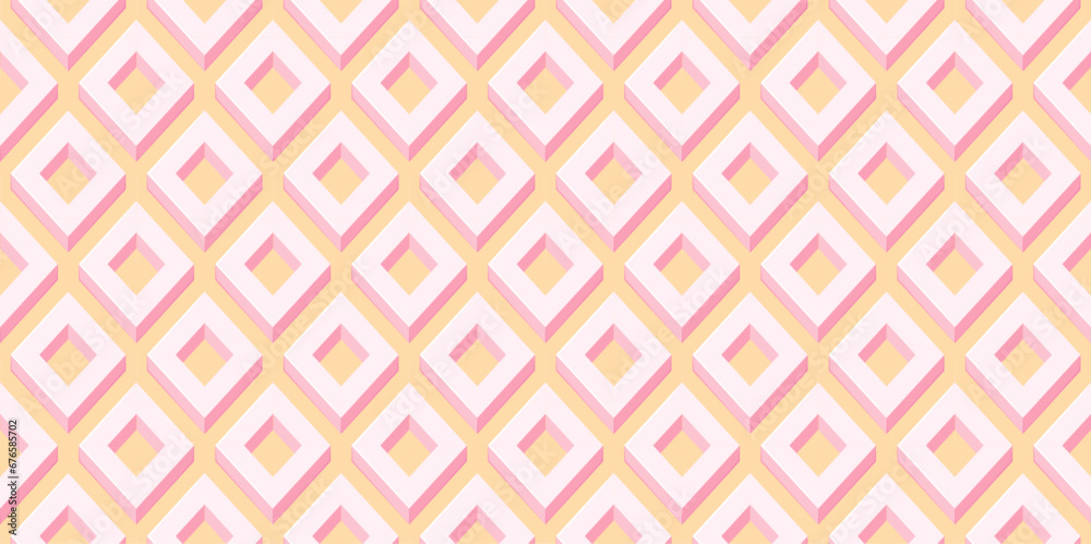 Beautiful and cute 3D squares seamless pattern in pink for wall decoration, wallpaper, optical illusion, background, floor, fabric, ornament, interior design Beautiful and cute 3D squares seamless pattern in pink for wall decoration, wallpaper, optical illusion, background, floor, fabric, ornament, interior design