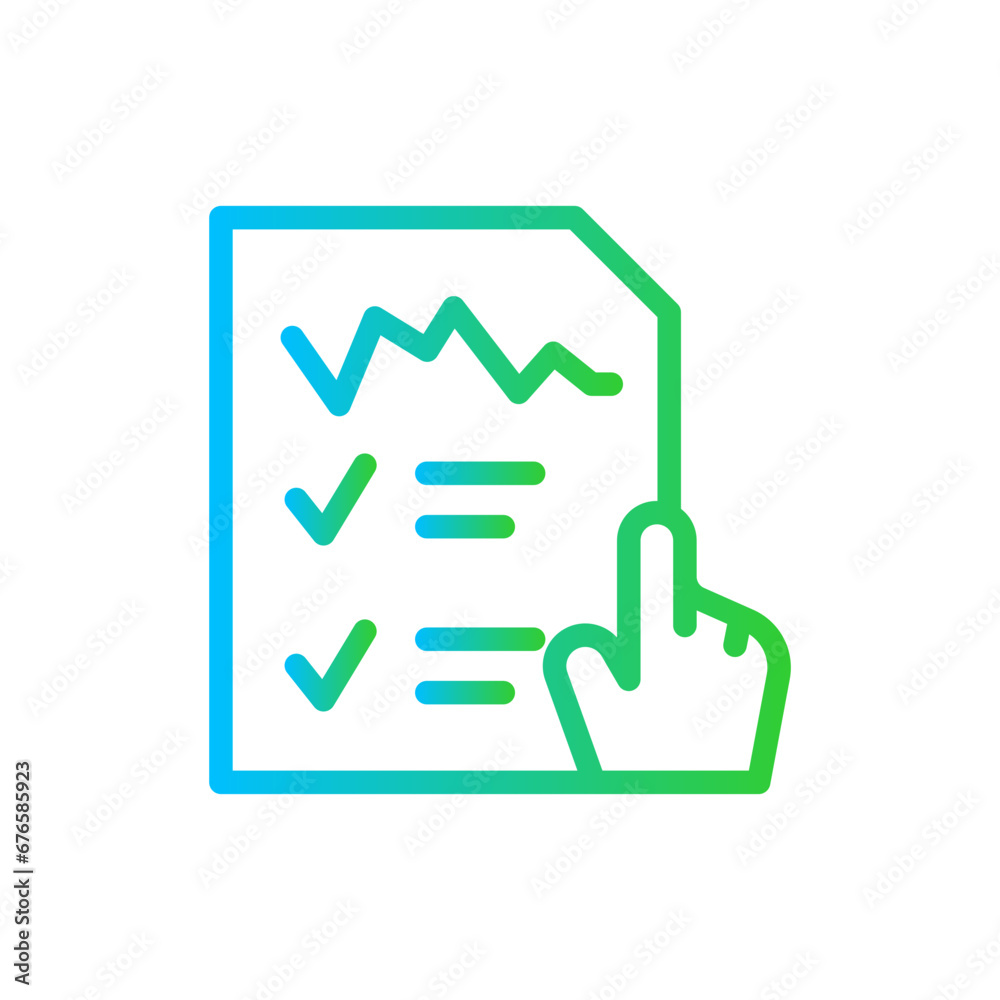 Evaluation action plan icon with blue and green gradient outline style. evaluation, review, business, survey, quality, service, performance. Vector Illustration Evaluation action plan icon with blue and green gradient outline style. evaluation, review, business, survey, quality, service, performance. Vector Illustration
