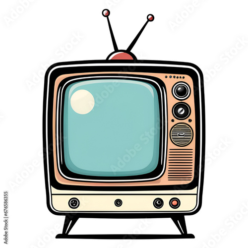 Old TV Isolated on Transparent Background