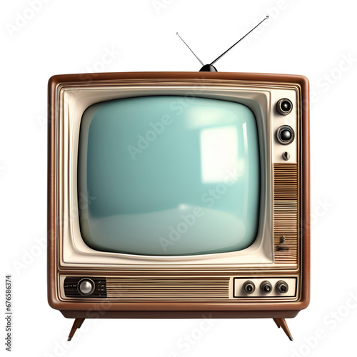 Vintage Old Television Isolated on Transparent Background