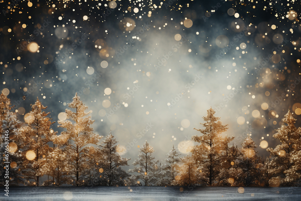 christmas background with fir tree and sparkling bokeh lights on background. Winter holiday theme. Happy New Year. Space for text. with sophisticated designs christmas background with fir tree and sparkling bokeh lights on background. Winter holiday theme. Happy New Year. Space for text. with sophisticated designs