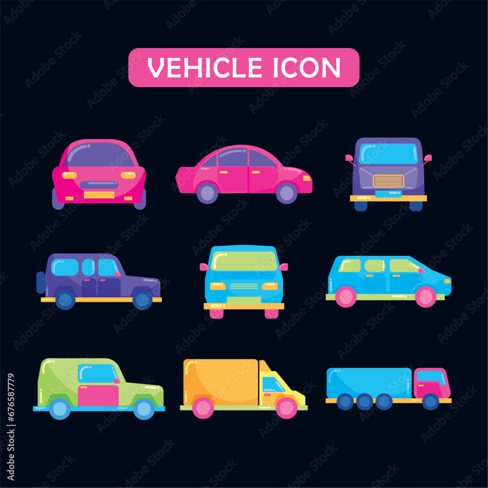 Set of different vehicle icons Vector