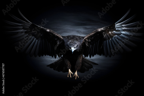 Close up of eagle portrait on dark background