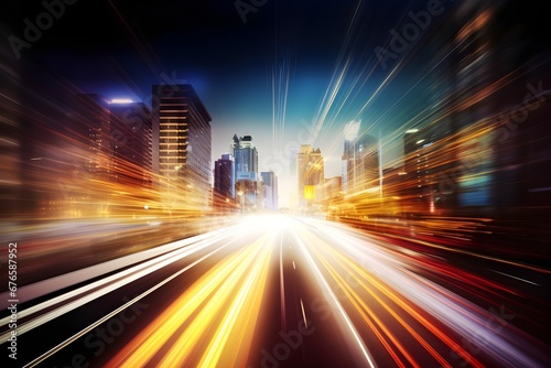 Long exposure of car light trails in the night city