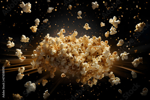 Close up of popcorn explosion background photo