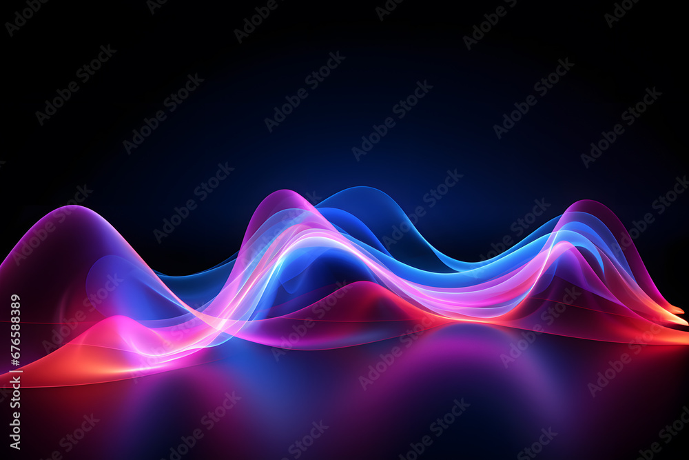 Big neon speaking sound sine wave background - obrazy, fototapety, plakaty 