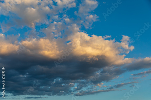 Idyllic sky with clouds of different shapes