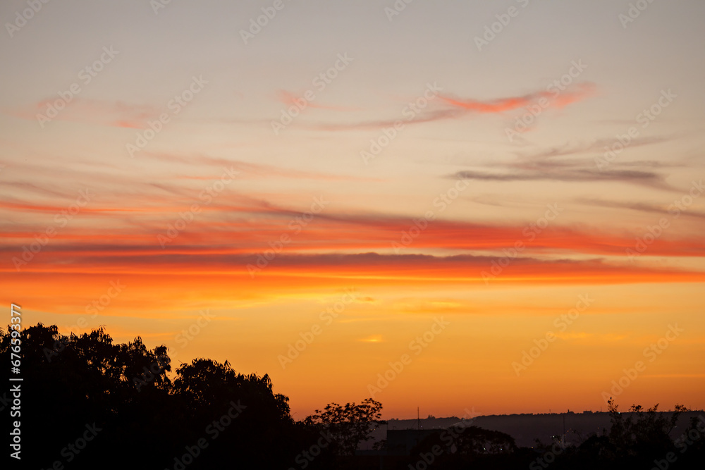 Idyllic sky with clouds of different shapes