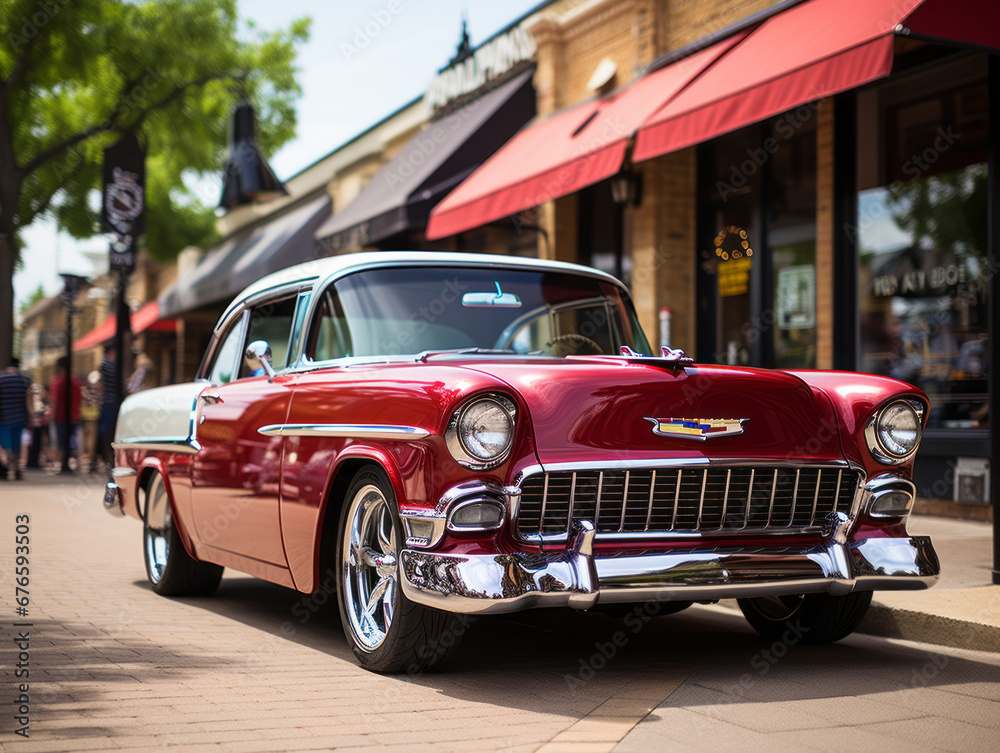 Patriotic Classic Car Show in Small Town Patriotic Classic Car Show in Small Town