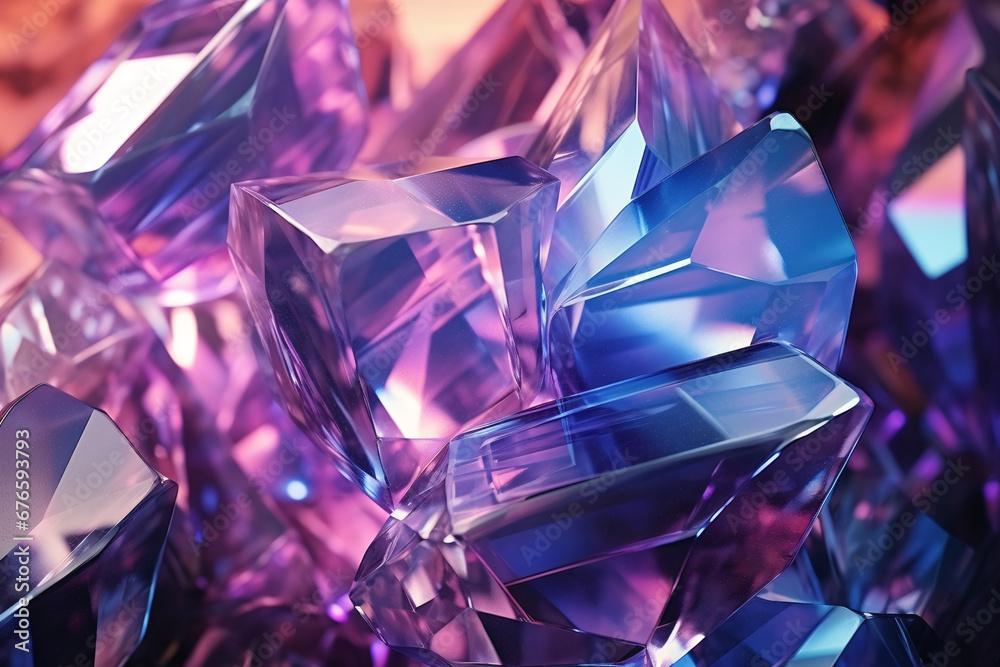 3D Render of Iridescent Crystal Background 3D Render of Iridescent Crystal Background