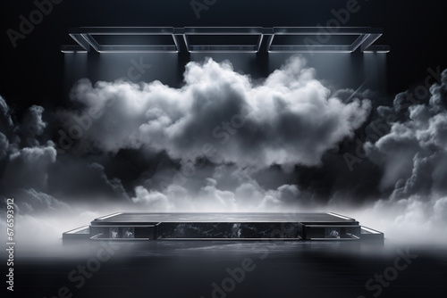 Futuristic Product Display Stage with Smoke Background