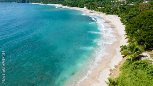 Barahona beach in Dominican Republic. Caribbean beach aerial views