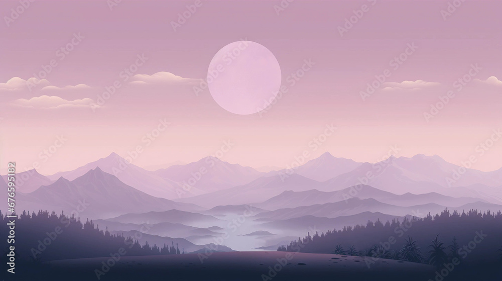 Pastel Purple Mountain Landscape Background