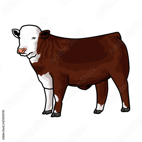 Red hereford cattle for livestock show vector 3