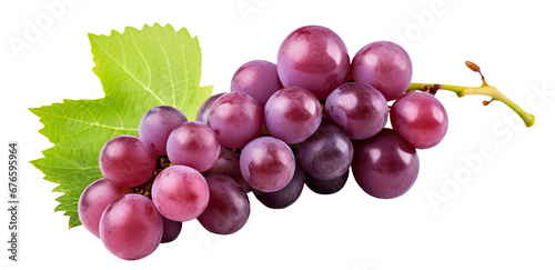 Bunch of ripe grapes with a leaf, cut out photo