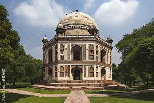 Historical mausoleum in Delhi, India, built during the declining years of Mughal rule. Generative AI