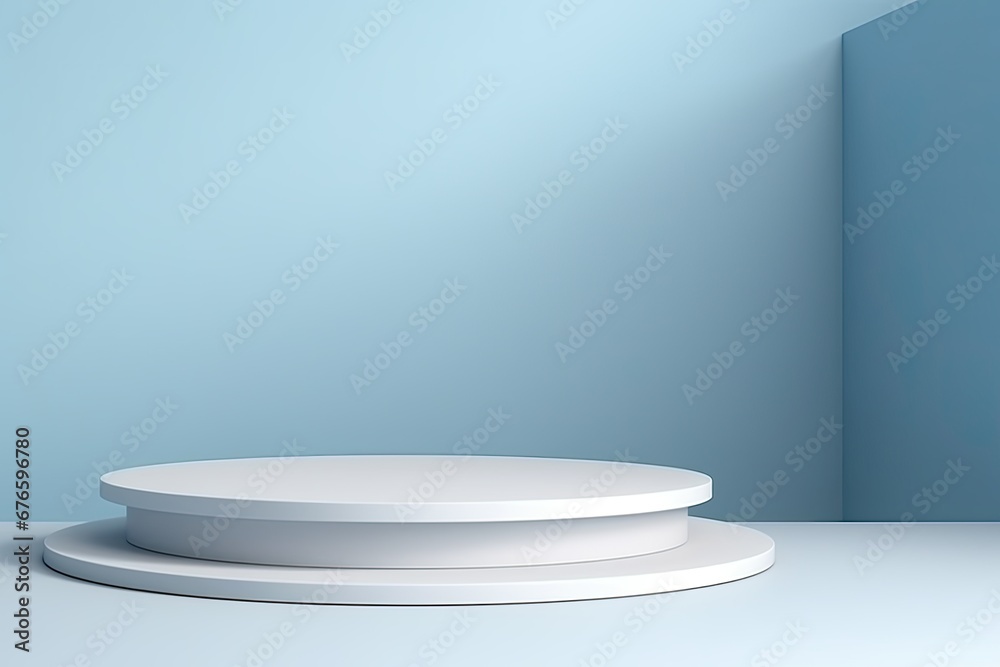 The Mockup of a round product display podium in pastel tones. The Mockup of a round product display podium in pastel tones.