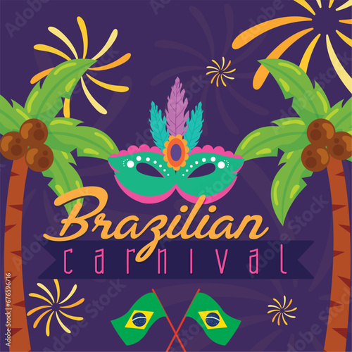 Colored brazil carnaval poster Vector