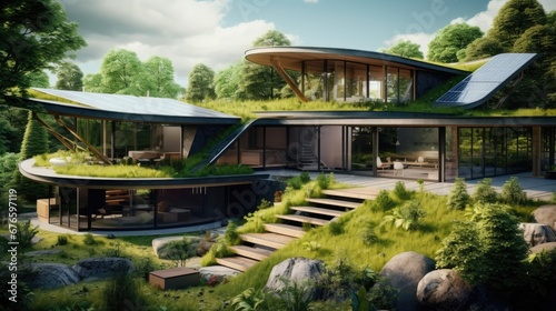 Green Building Site with Sustainable Materials and Eco-friendly Practices, Modern Eco Construction © steffenak