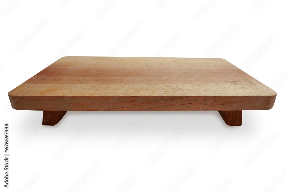Wooden cutting board or tray cut out isolated, side view Wooden cutting board or tray cut out isolated, side view