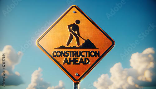 Warning: Construction Sign2 - Generative AI