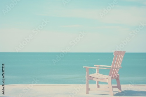 Lounge chair on the beach. Cosy and relax still life. Generative AI