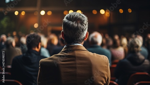 Rear view of unidentified participant in the audience at a business and entrepreneurship symposium