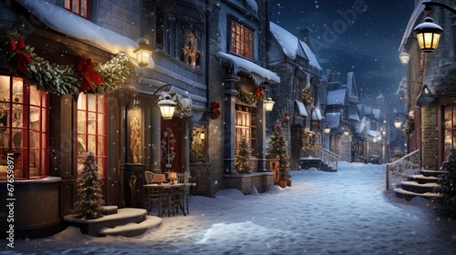 Christmas in the snow with photorealistic rendering. Generative AI © Ilugram