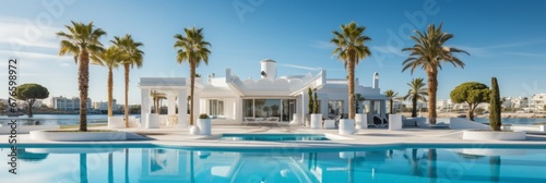 Elegant and spacious modern white house with stunning pool, perfectly located by the serene ocean © Ilja