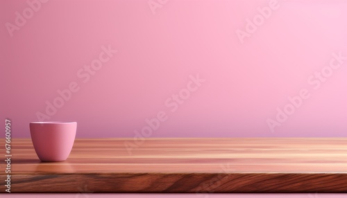 Minimalistic pink background for product presentation with window light and floor reflection