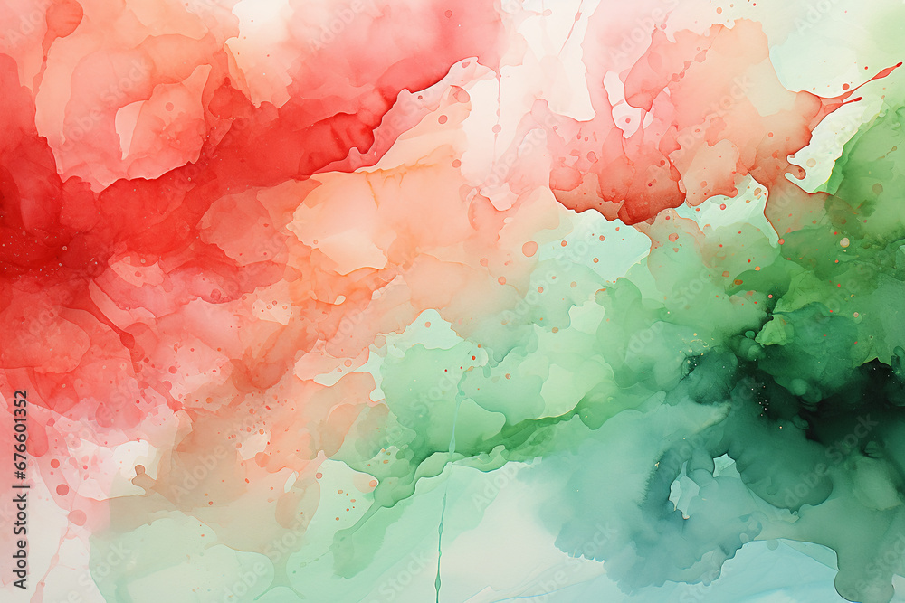 Fototapeta premium Watercolor texture green and red, nuetral