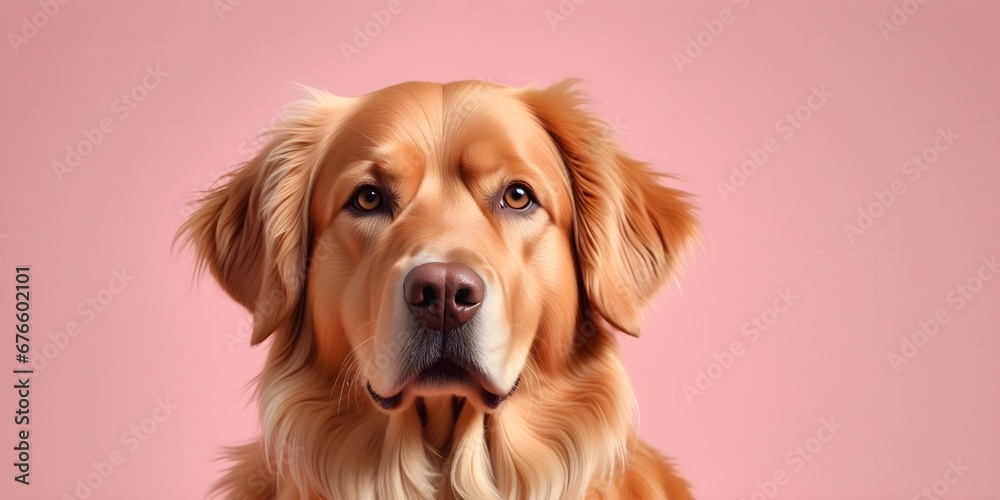 Studio portraits of a funny Hovawart dog on a plain and colored background. Creative animal concept, dog on a uniform background for design and advertising.