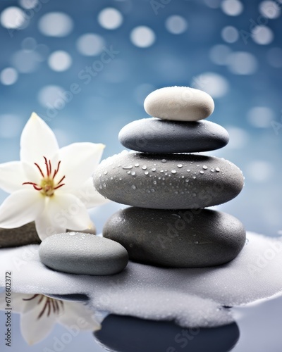 Christmas Zen: Spa Stones in a Holiday Wonderland. Find Tranquility with Christmas Tree, Massage, Snow, and Baubles.
