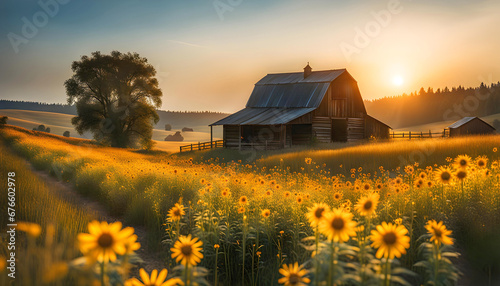 A dreamy rural landscape filled with tranquility.