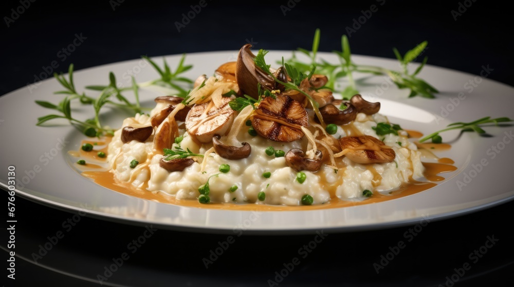 Fresh italian mushroom lunch dish food dinner risotto plate vegetarian cuisine meal rice Fresh italian mushroom lunch dish food dinner risotto plate vegetarian cuisine meal rice
