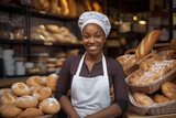 Young african american woman home baked goods seller standing in her shop.