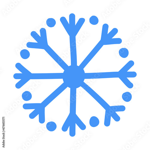 Hand drawn snowflake, winter design element, flat vector