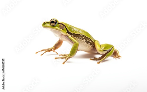 a green frog on a white background