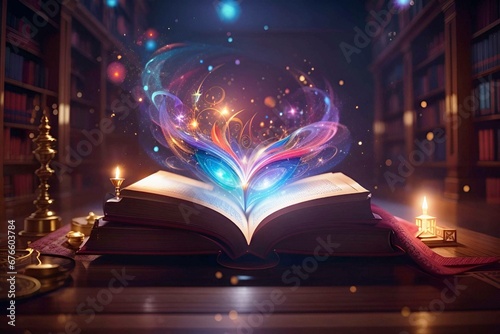 Mystical Magic coming out from an open book photo