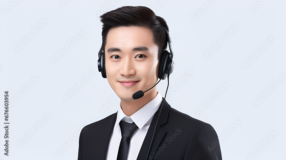 asian customer support phone operator in headset asian customer support phone operator in headset