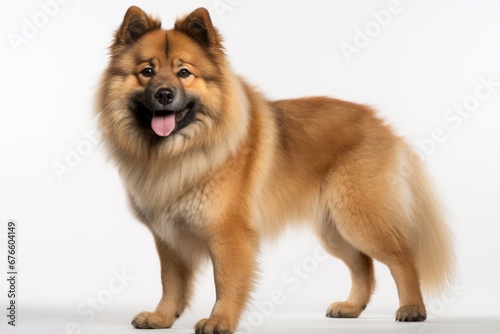 Eurasien Dog white background Generative Ai